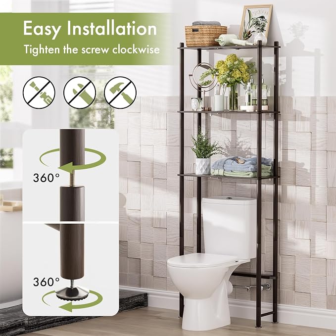 AmazerBath Bamboo Over The Toilet Storage Shelf, 3-Tier Over Toilet Bathroom Organizer Rack, Bathroom Shelves Over Toilet, Space Saver, Espresso - Image 6