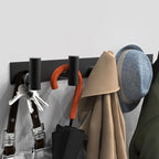 VAEHOLD Black Hat and Coat Wall Mount Rack 5 Hooks for Robes, Bags, Keys, and Towels Bathroom Towel Hanger Organizer (1 Pack) - Image 2