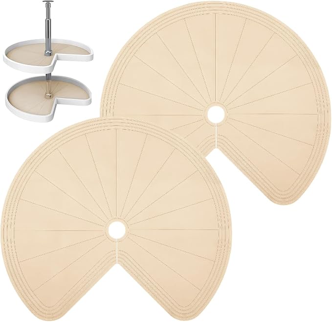 2 PCS 26" Lazy Susan Shelf Liner, Jaxbo Silicone Lazy Susan Liner for Dual Tier Pie Cut Organizer,Non-Slip Thermal Protection Mat by Jaxbo