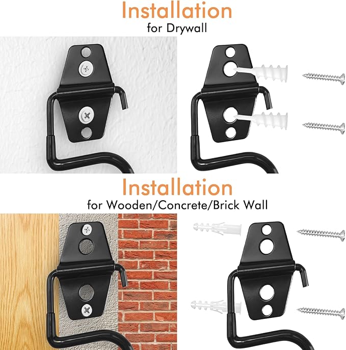 Broom Holder Wall Mount, 6 Pack Tool Hangers Garage Wall Hanging Organizer - Image 4