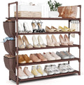 VILICK Shoe Rack for Closet Shoe Organizer Space Saver Storage for 20-25 Pair Shoe Shelf with Hook and Side Pocket Free Standing 5 Tier Shoe Rack Organizer for Entryway,Small Spaces, Brown by VILICK