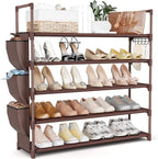 VILICK Shoe Rack for Closet Shoe Organizer Space Saver Storage for 20-25 Pair Shoe Shelf with Hook and Side Pocket Free Standing 5 Tier Shoe Rack Organizer for Entryway,Small Spaces, Brown by VILICK