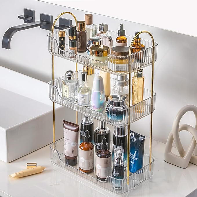 Aveniee Bathroom Counter Organizer, 3 Tier Perfume Skin Care Countertop Storage Shelf, Vanity Makeup Tray for Cosmetic Skincare Lotion,Clear - Image 4
