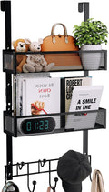 Consumest Over The Door Hooks Organizer - 3 Tier Door Hanger with 9 Coat Hooks & 2 Mesh Basket, Back Storage Organizer Hanging Towels for Bathroom, Bedroom, Black by Consumest