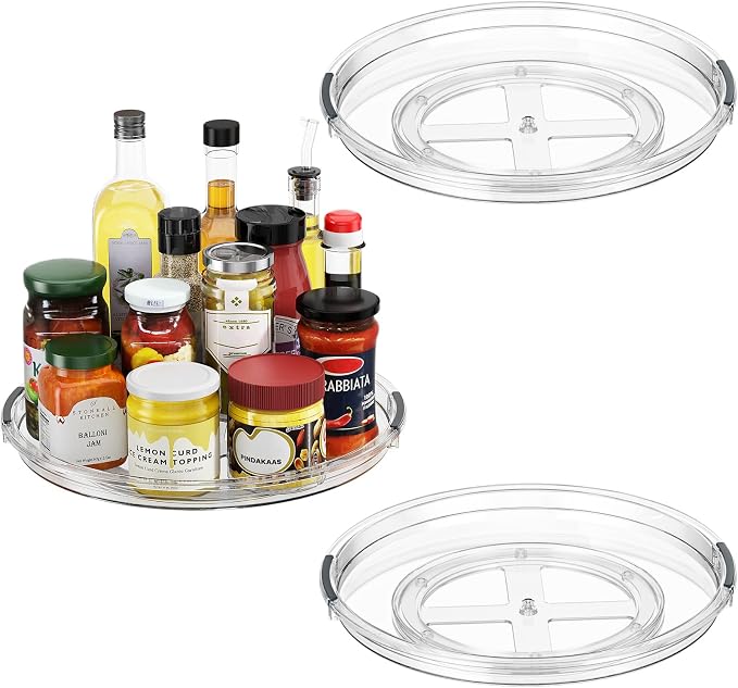 LAMU 3 Pack 12'' Lazy Susan Organizer Turntable for Cabinet, Pantry Organizers and Storage, Rotating Condiment Organizer for Kitchen, Table Top, Fridge, Countertop, Spice Organization by YourHome-OrganizationHelper
