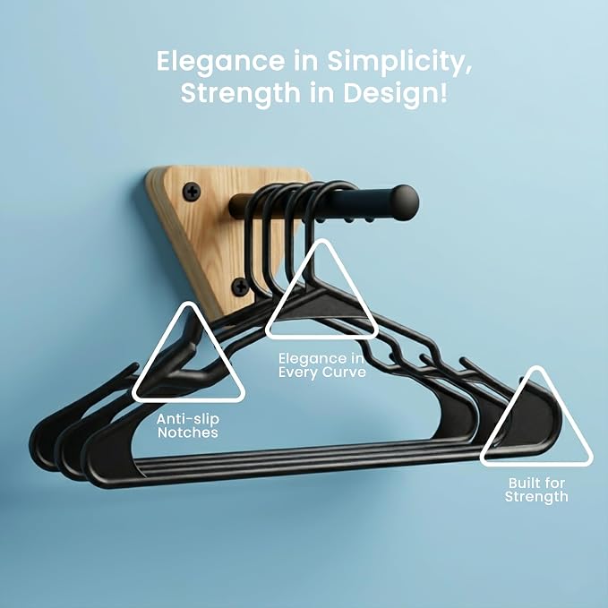 Utopia Home Plastic Hangers 50 Pack – Space Saving Clothes Hanger Black | Durable & strong | Closet organizer & storage | Ideal for apartments, dorms & stocking stuffers - Image 5