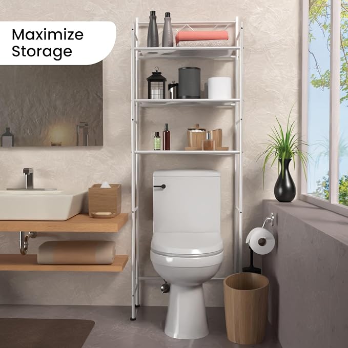 Home Zone Living Over-the-Toilet Bathroom Storage Cabinet Organizer - Image 2