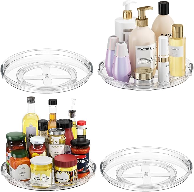 LAMU 4 Pack 12'' Lazy Susan Organizer Turntable for Cabinet, Pantry Organizers and Storage, Rotating Condiment Organizer for Kitchen, Table Top, Fridge, Countertop, Spice Organization by YourHome-OrganizationHelper