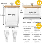 3 Pack Large Laundry Powder Container and Dryer Sheet Holder with Airtight Lid, Clear Plastic Laundry Pods Container for Laundry Room with Scoops, 12 Lables - Image 2