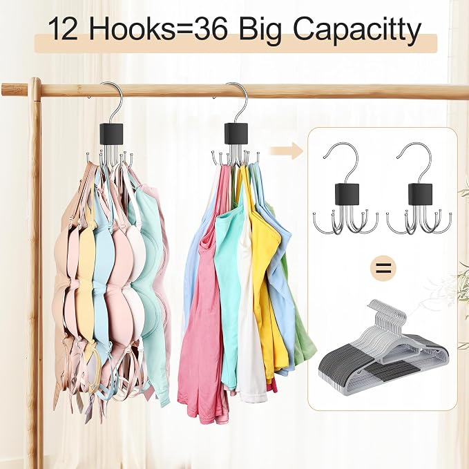 2 Pack Tank Top Hanger, Bra Hanger for Closet Organizer Max 36 Capacity - Image 2