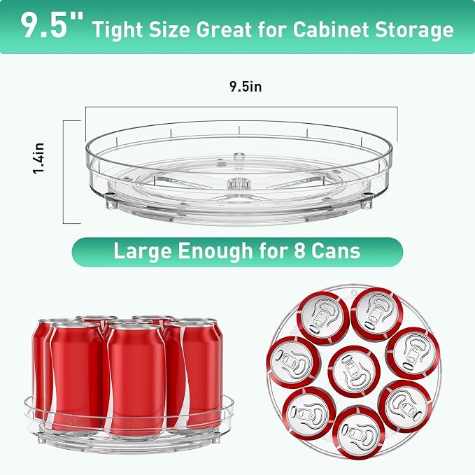 Optish 3 Pack 9.5" Lazy Susan Organizer for Cabinet, Non-Skid Turntable - Image 3