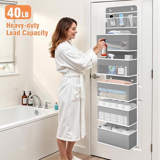 Over The Door Organizer Storage Large Capacity Hanging Bedroom Storage | 6 Shelves, Detachable, 40 LB Capacity, Mesh Design, Clear Window, Sturdy, Storage Organizer for Nursery, Pantry & Closet - Image 5
