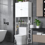 Over The Toilet Storage Cabinet - 2-Door Design Bathroom Organizers Shelf, Freestanding Space-Saver Above Toilet Storage Cabinet with Privacy Protection Rack, Water-Resistant Toilet Shelves (White) by Unknown
