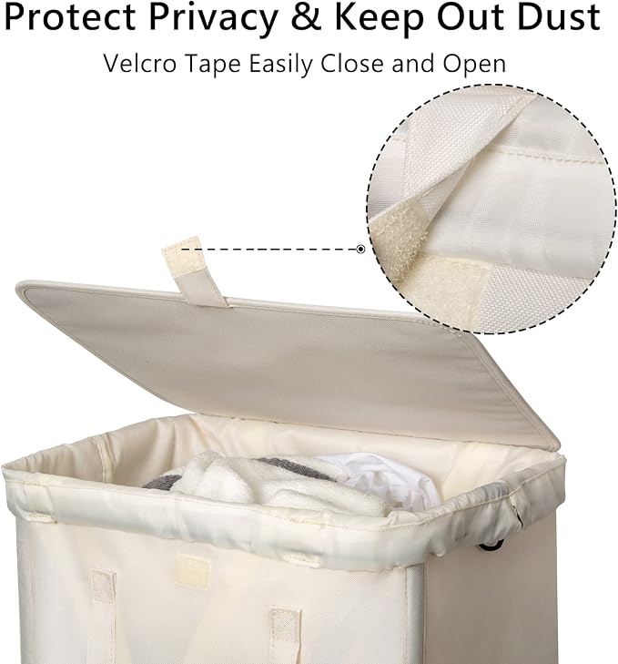 WOWLIVE 100L Laundry Hamper with Lid, Tall Dirty Laundry Basket for Dorm - Image 6