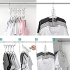 KLEVERISE 12 Pack Metal Space Saving Hangers, Stainless Steel Hangers, Magic Cascading Closet Clothing Hanger Organizer, College Dorm Essentials - Image 3