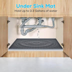 Under Sink Mat for Kitchen, Silicone Waterproof Liner, Flexible Organizer Tray with Drain Hole, 3.3 Gallons Capacity, Easy to Clean (Gray, 28x19) - Image 3