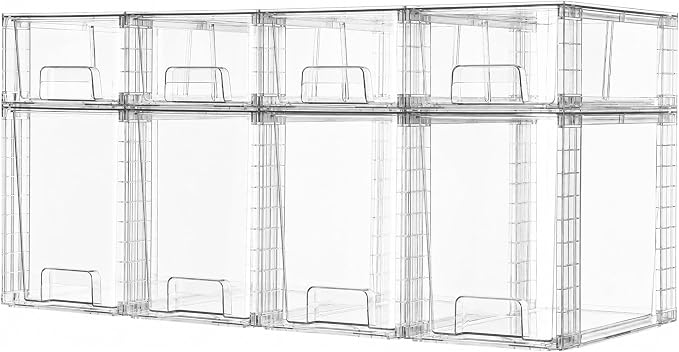 Vtopmart Clear Stackable Storage Drawers, 8 Pack Tall Organizer Set by Vtopmart
