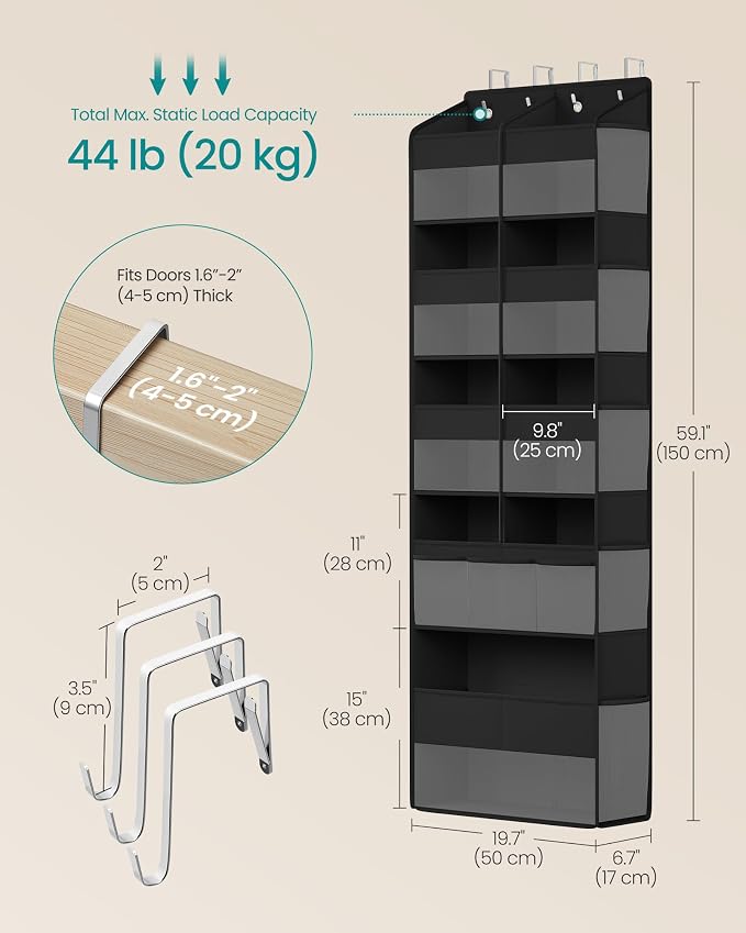 SONGMICS Over-the-Door Organizer, 5 Tier Extra Large of 9 Compartments - Image 4