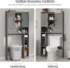 Vabches Over The Toilet Cabinet with 2 Barn Doors & Sliding Door, Grey - Image 6