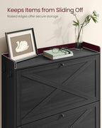 VASAGLE Narrow Shoe Storage Cabinet Organizer with 2 Flip Drawers | Freestanding Shoe Rack, Fits 14 to 16 Pairs, for Entryway, Farmhouse Style, Smoky Black, HAINS Collection UHSC203BJ01S - Image 7