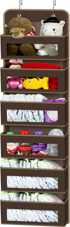 Simple Houseware 6 Clear Window Pocket Over Door Hanging Organizer, Brown by SimpleHouseware