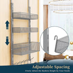 Consumest Over The Door Hooks Organizer - 4 Tier Door Coat Rack with 3 Baskets & 12 Hooks, Stainless Steel Towel Hanger for Bedroom, Bathroom, Living Room, Silver - Image 2