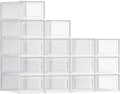SONGMICS Shoe Boxes, Clear Plastic Sneaker Box, Pack of 15 | Stackable Shoe Storage Organizers, for Closet, 13.1 x 9.1 x 5.6 Inches, Transparent and White, DENNYS Collection ULSP015W02 by Unknown