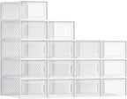 SONGMICS Shoe Boxes, Clear Plastic Sneaker Box, Pack of 15 | Stackable Shoe Storage Organizers, for Closet, 13.1 x 9.1 x 5.6 Inches, Transparent and White, DENNYS Collection ULSP015W02 by Unknown