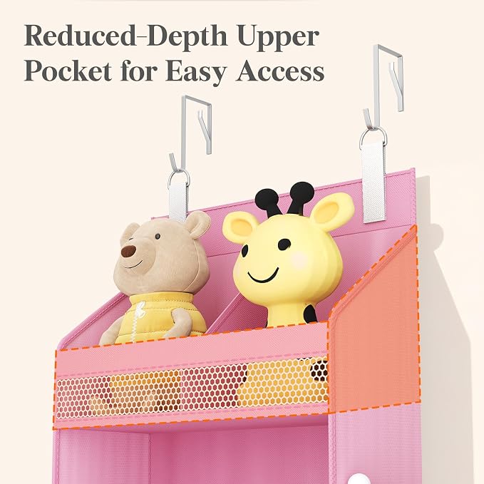 Lifewit 5 Tier Over the Door Organizer, Diaper Hanging Storage, Pink - Image 7