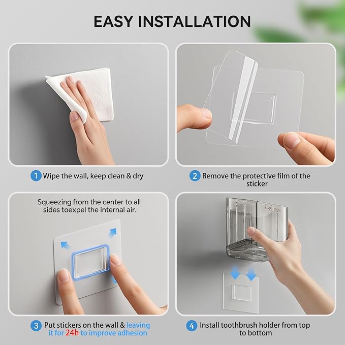 3 Slots Detachable Toothbrush Holders Wall Mounted for Bathrooms - Image 8