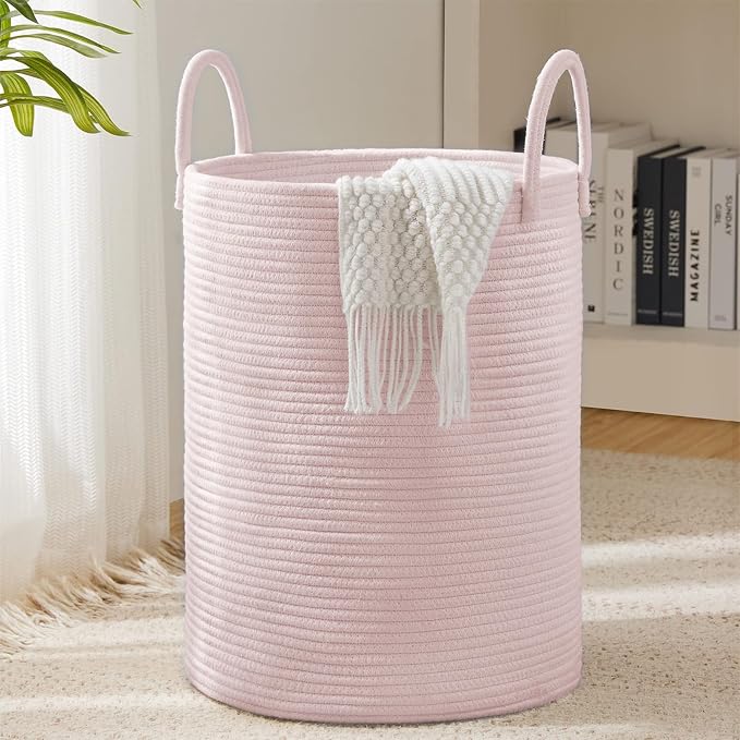 YOUDENOVA Cotton Rope Laundry Hamper Basket, 58L Blanket Basket for Nursery by YOUDENOVA