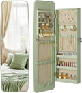Nicetree Rounded Mirror Jewelry Cabinet, Lockable, Wall Mounted, Green by Nicetree