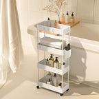 Pipishell 4 Tier Slim Storage Cart with Wheels, Laundry Cart, White - Image 9