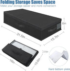 Supowin 2Pack Large Underbed Storage Containers Bin with Lids, Black | 6 Inches Tall Under Bed Storage Organizer Box with Handles, Foldable Closet Organizer for Clothes, Blankets, Seasonal Items - Image 2