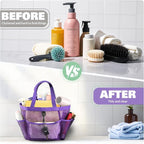 LOYEE Mesh Shower Caddy Portable for College Dorm Room Essentials with 8 Pockets, Shower Bag for Beach, Swimming, Gym, Travel, Bathroom(All purple) - Image 5