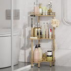 Consumest Corner Shower Caddy Standing - 3-Tier Stainless Steel Shower Organizer with Soap Holder and 4 Hooks, Large Capacity Corner Shelf Stand for Bathroom, Rest Room, Gold - Image 6