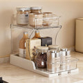 Jsyrjing Pull Out 2 Tier Organizer for Kitchen Bathroom and Cabinet Storage Rotating Pantry Rack Under Sink Organizer Clear and Durable Design 1 Pack by HomeLivingKitchenOrganiza