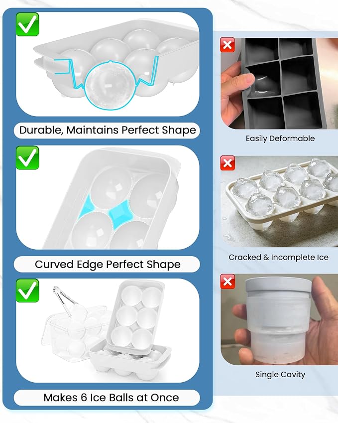 Large Ice Cube Tray for Freezer - 2 Pack Stackable Round Ice Cube Molds Set, Easy to Fill & Release with Storage Bin and Tongs for Kitchen, Party, Cocktail & Coffee, Gifts for Whiskey Lover (1.93In) - Image 6