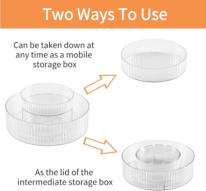 vacane Plastic Lazy Susan Organizer,2 Tier Rotating Storage Turntable for Cabinet Clear Spice Rack,Makeup Spinning Organizer,Countertop Organizer for Kitchen,Pantry,Bathroom,Office - Image 4