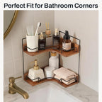 2-Tier Bathroom Counter Organizer, Wooden Corner Shelf for Vanity Countertop Skincare & Makeup, Storage and Organization for Kitchen - Image 4