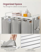 VASAGLE Laundry Hamper with Shelf, 3 Pull-Out Bags, 3 x 10.6 Gallons (40 L) - Image 4