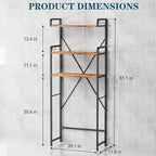 Over The Toilet Storage Cabinet, Freestanding Bathroom Shelf with Hooks - Image 2