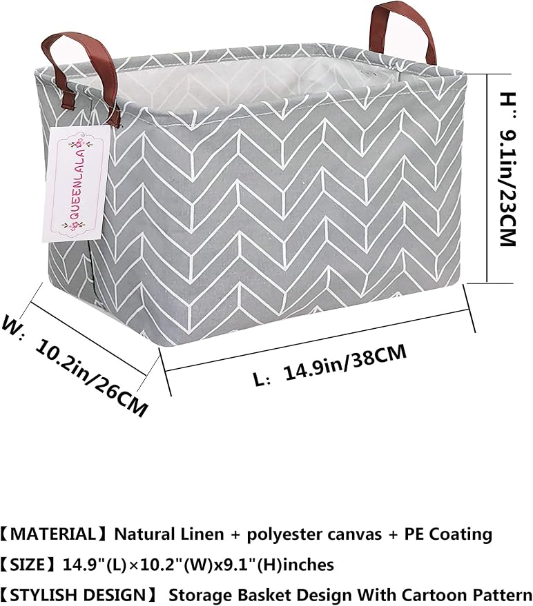 Rectangular Collapsible Laundry Basket with Side Handles, Grey Wheat - Image 2