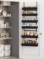 6-Tier Door Organizer, Heavy Duty Hanging Basket Spice Rack Shelves for Pantry Kitchen, Black by Unknown