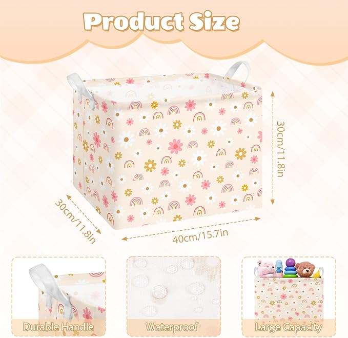 Collapsible Storage Basket Collapsible Fabric Laundry Basket with Handles - Image 3