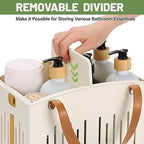 Portable Shower Caddy Collapsible Plastic Shower Basket Tote with Handles Removable Divider, Cleaning Caddy Storage Organizer for Bathroom College Dorm (White) - Image 4