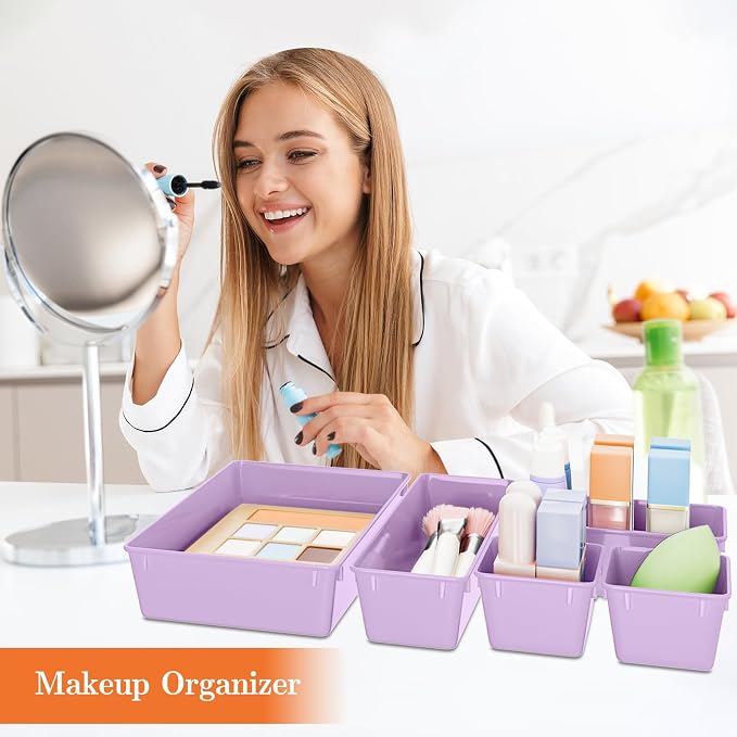 SpaceHacks 25 PCS Plastic Drawer Organizer, 4-Size Versatile Organizer Trays & storage Bins - Image 5