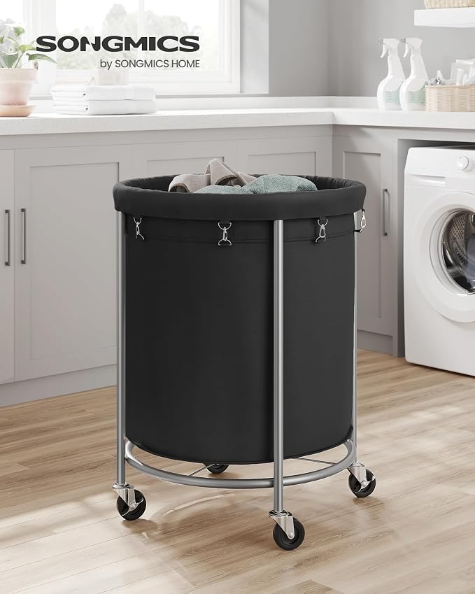 SONGMICS Laundry Basket with Wheels,190L, Steel Frame, Removable Bag - Image 2