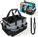 ALSLEA Large Cleaning Caddy Bag 15" x 10½" x 9" Heavy-Duty Organizer Tote for Home, Housekeepers, Janitors Cleaning Caddy for Cleaning Supplies with Shoulder Strap & Multiple Pockets (Gray) by ALSLEA