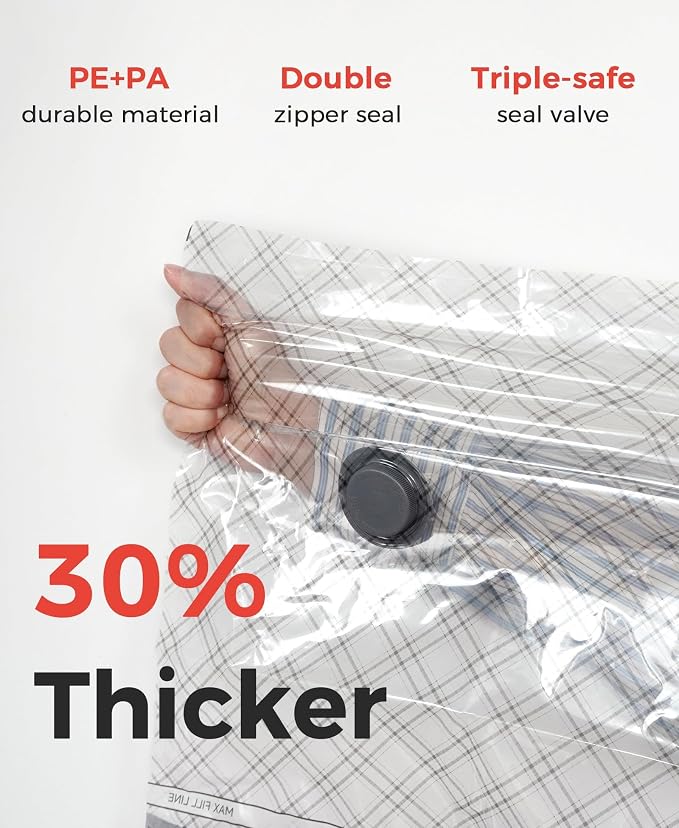 6-Pack Vacuum Seal Bags for Clothing Travel with Cordless Pump - Image 5